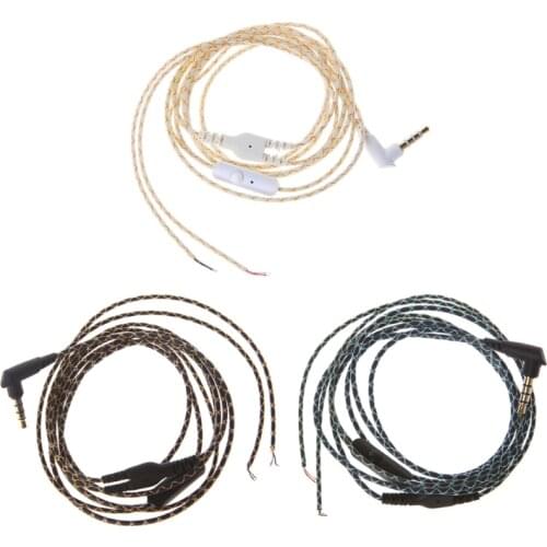 OOTDTY New Headphone Wire 3.5mm Bended Earphone Maintenance Wire DIY Headphone Replacement Cord With Mic