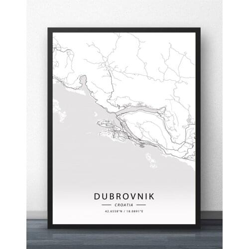 Dubrovnik Zagreb Croatia Map Poster