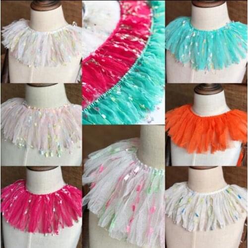 5Meter Tassel Pleated Lace Trim Bubble Skirt Ruffle Mesh Lace Ribbon Fringe Lace Fabric Accessories Tutu Lace Wedding Decortion