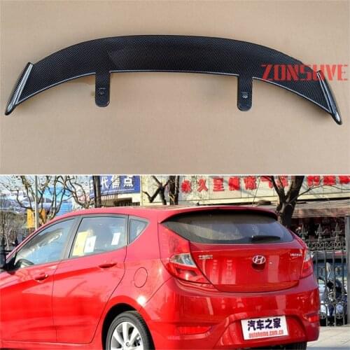 Use For 2010-2016 Hyundai Verna Accent ABS Plastic Carbon Fiber Look Hatchback SUV Roof Rear Wing Body Kit Accessories