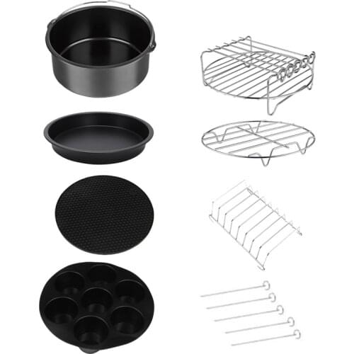 12Pcs Air Fryer Accessories 9 Inches for Airfryer 5.3-6.8QT Fryer, Baking Basket, Pizza Tray, Kitchen Cooking Tools