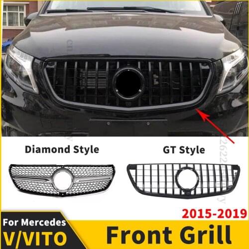 Middle Front Grille Racing Grill Hood Grille Sport Body Kit Trim Facelift For Mercedes Benz V Vito W447 2015 2016 2017 2018 2019