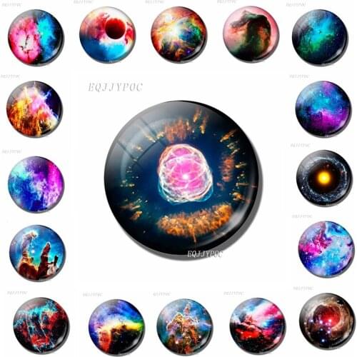 Sky Nebula Series Glass Dome Fridge Magnet Starry Sky Message Board Sticker 30MM Refrigerator Magnet Home Decoration Accessories