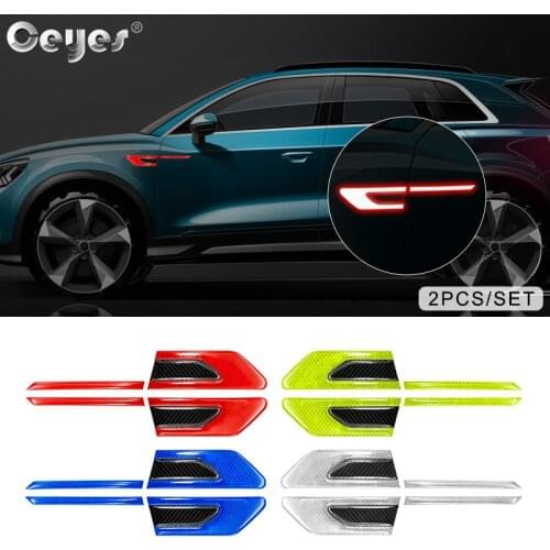 Ceyes 2pcs Car Accessories Door Leaf Board Reflective Stickers Decal Warning Reflective Tape Auto Reflective Strips Car Styling