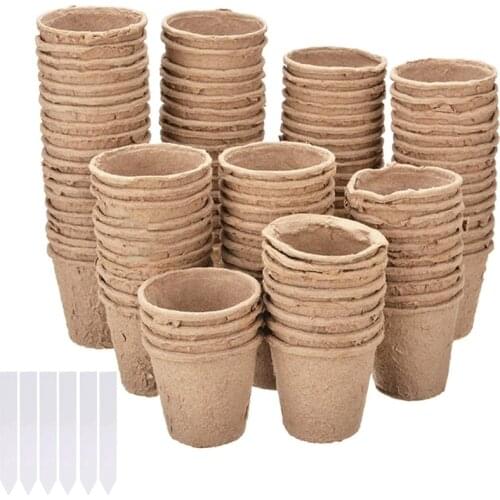 Peat Pots Plant Starters For Seedling - 60 Packs 3 Inch With 100Pcs Plant Labels, Biodegradable Herb Seed Starter Pots-ABUX