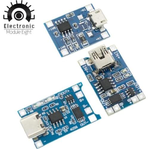 10pcs Micro USB 5V 1A 18650 TP4056 Lithium Battery Charger Module Charging Board With Protection Dual Functions 1A Li-ion