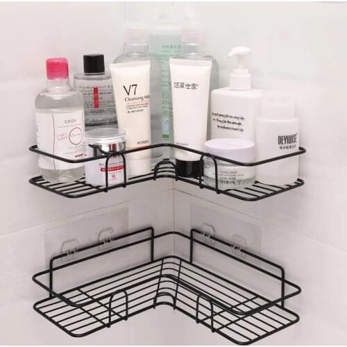 Bathroom Corner Shower Rack Shelf Shampoo Place Holder Suction Cup Hook up For Shower Room Kitchen Storage Tool Accessories