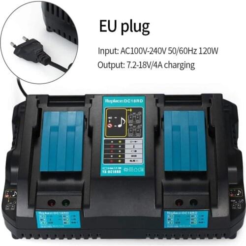 DC18RD Rapid Charger Replacement Power Tool Li-ion Charger 4A 7.2V-18V for Makita Power Tool Battery DC18RA DC18RC with USB Port