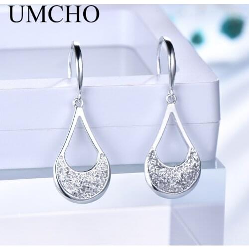 UMCHO Fashion 925 Sterling Silver Sequin Women Drop Earrings for Party Wedding Birthday Gifts Fine Jewelry Decorations