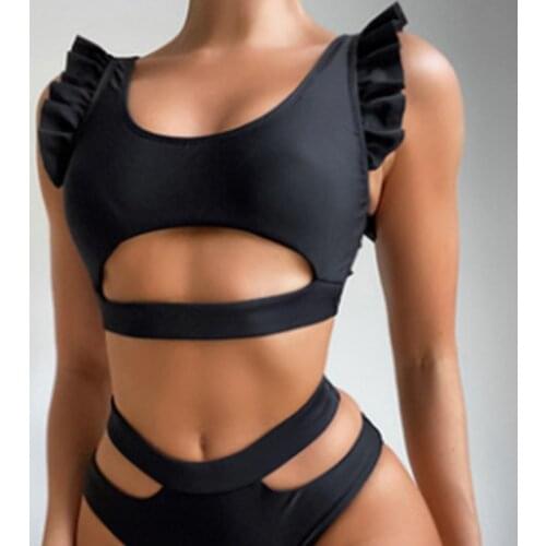 Womens Swimwear 2021 Fashion New Ruffle Split Bikini Set Swimwear Feminine Two-piece Set New Beach Swimwear Swimwear