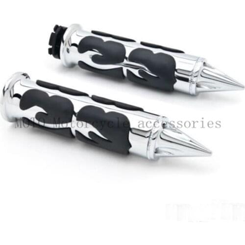 1" 25mm CNC Motorcycle Chrome/Black Flame Sharp Handle Bar Hand Grips for Harley Shadow VT VTX1300 1800 handlebar grip