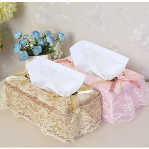 1pcs Lace Emboridery Tissue Case Cover Pastorale Napkin Holder Covers Removable Facial Tissue Cases Wedding Car Room Tissue Box