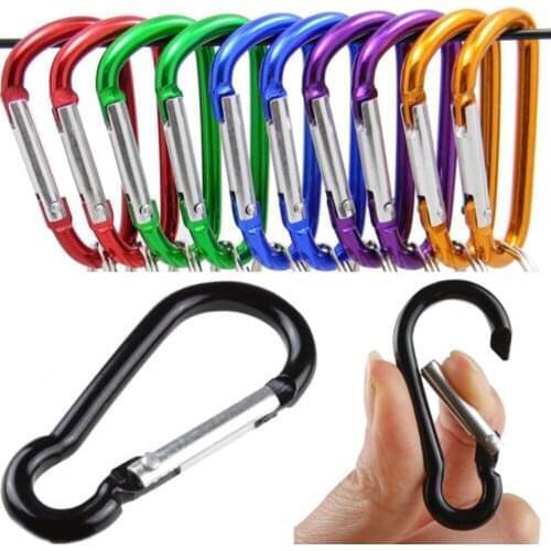 10xAluminum Alloy Carbine Key Chain Hook Clip Buckle Slide Lock Hiking Climbing