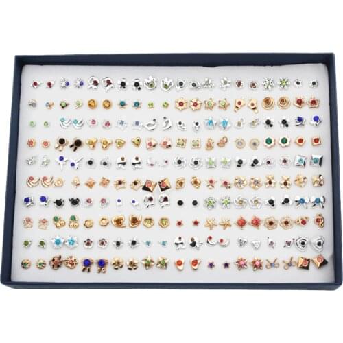 100Pairs Multiple Stud Earrings Set Wholesale Lovely Cute Earrings Bulk Fashion Women Jewelry