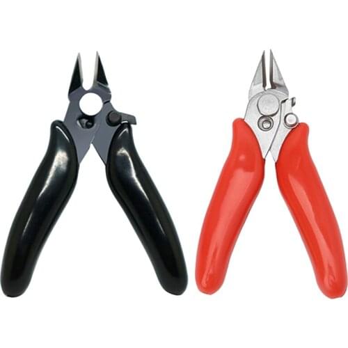 2Pcs Diagonal Pliers 3.5 Inch Pliers Small Soft Cutting Electronic Pliers Wires Insulating Rubber Handle,Black & Red