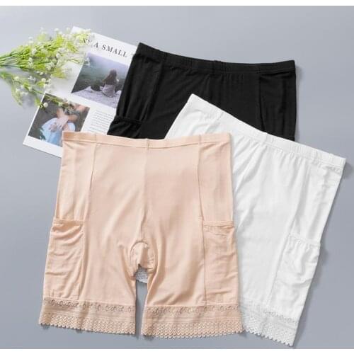 2019 Safety Shorts Pant Plus Size Safety Pants boxer Short Under Skirt With Pockets Safety Shorts Under Skirt Thigh Chafing Lace