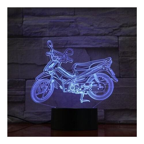 3D-1850 Cool Motorbike 7/16 Colors Chang 3D LED Night Light Sleep Bedroom Decor Lamp Love Valentines Gift