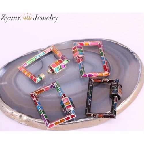 5PCS, 17*25MM, Rectangle Square Lock Carabiner Metal Clasp Enamel Screw Clasps Jewelry Findings