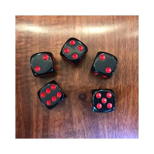 5PCS/Lot new 16mm acrylic Red dot Black rounded dice Play game Dice 6 Sides Teaching Assistant Dice