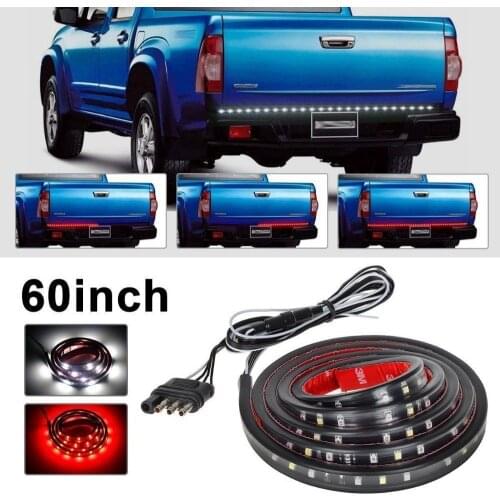 60" Flexible LED Car Truck Tailgate Light Bar Red & White 12V 22W Running/Brake/Reverse/Signal/Rear Strip Light Lamp for Honda