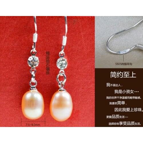 925 Silver Hook Natural Freshwater Pearl Earrings Fashion Jewellery Accessory, 100pairs/lot+Free Shipping