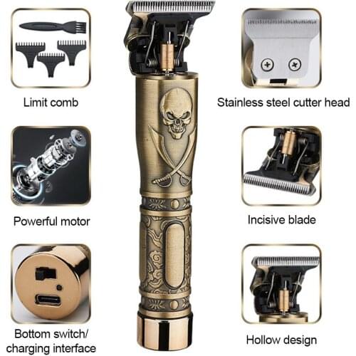 Rechargeable Hair Clipper barber Hair Trimmer Electric Clippers Barbershop Cordless T-blade Baldheaded for Men