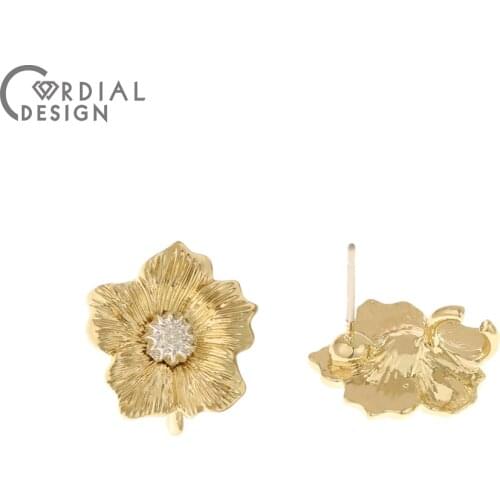 Cordial Design 100Pcs 14*15MM Jewelry Accessories/DIY Making/Earrings Stud/Flower Shapes/Jewelry Findings & Components/Hand Made