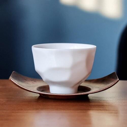 White Jade Kung Fu Cup Ceramic Master Cup Tea Ceremony Cup Small Cup Ceramic Whiteware Teacup Single Cup Retro Style Cup Teacups