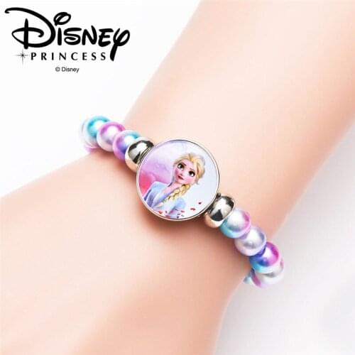 Elsa Anna Princess Beads Bracelet 18mm Snap Buttons Dome Cabochon Charms Bracelets For Girls Boys Kids Jewelry Birthday Gifts