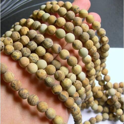 Natural Picture Jaspe r Matte Beads 6mm 8mm 10mm 12mm Round Stone Loose Beads for jewelry making,1 of 15"strand