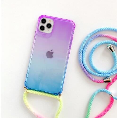 Ice Cream Rainbow Strap Cord Chain Phone Necklace Lanyard Phone Case Carry Cover For iPhone 12 11 Pro XS Max XR 7Plus 8Plus 8 7