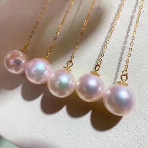 D728 Pearl Necklace Fine Jewelry Solid 18K Gold Round 6-7mm Sea Water Japan Origin Akoya Pearls Necklaces for Women Presents