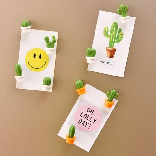 6Pcs/Set Decorative Succulent Cactus Phone Refrigerator Magnet Stickers Plant DIY Whiteboard Magnetic Picture Message Clip