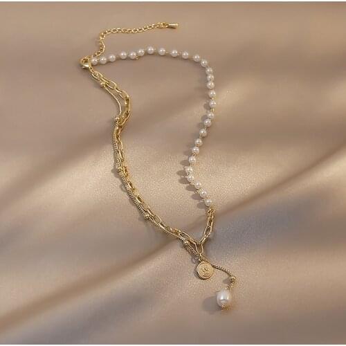 Classic Baroque Pearl Pendant Short Necklace For Woman 2021 Korean Fashion Choker Jewelry Wedding Girls Sexy Clavicle Chain