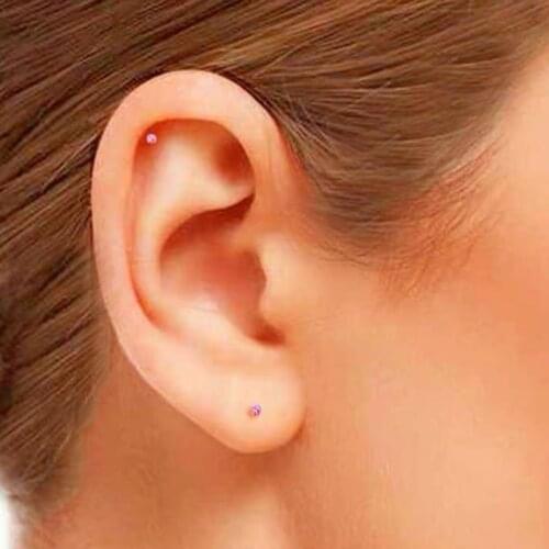 2mm Small Stud Earrings women 925 Sterling silver L shape I Straight Nose Studs Tiny earring Brincos ear bone fine jewelry new