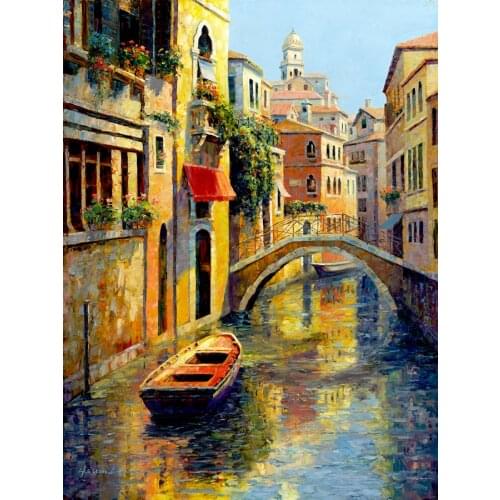 Reflection of Venice Cross Stitch Kits Scenery Color 14CT Unprinted For DIY Embroidered Handmade Arts Set Wall Home Decor