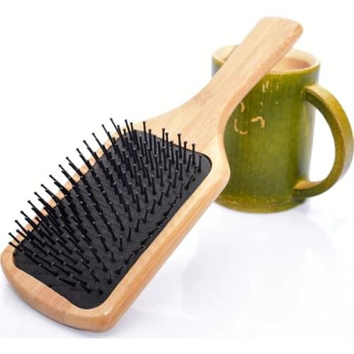 New arrival Bamboo Wooden Combs Paddle Hair Brush Wooden Hair Care Spa Massage Antistatic Hair Comb SY15D5