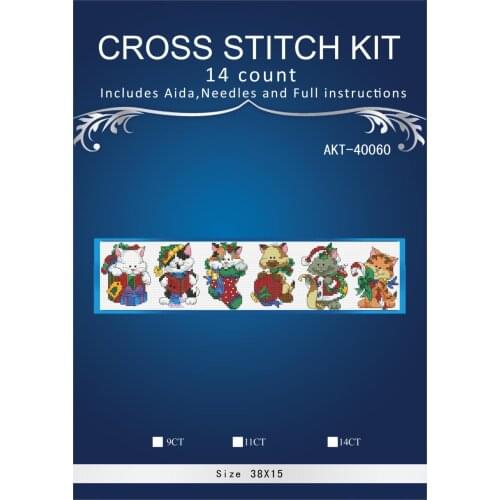 Oneroom Christmas cat socks Embroidery Needlework Crafts 14CT Unprinted DMC DIY Quality Cross Stitch Kits Handmade Arts Decor