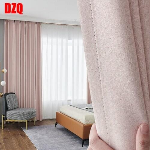 Full Blackout Cloth Simple Modern Light Luxury American Living Room Bedroom Bay Window Solid Color Thickened Finished Product