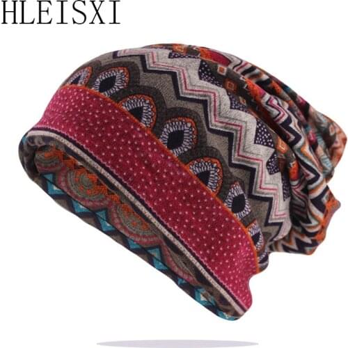 New Women Hat Polyester Adult Casual Floral Womens Hats Spring Autumn Female Cap Scarf 4 Colors Fashion Beanies