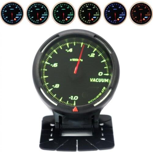 60MM 100KPa 12V Universal Waterproof 64 Backlights Car Vacuum Gauge with Sensor for 12V Vehicles