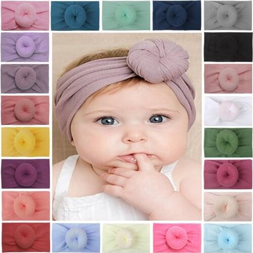 1Pcs Ball Shape Newborn Girl Headwear Solid Color Europen Style Baby Girl Hairband Nylon Turban Round Infant Hair Accesories