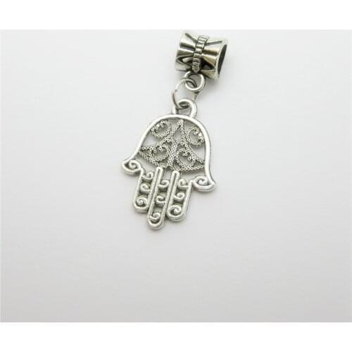 New 25pcs hand charm Big Hole bead European Pendant fit for Pandora style Bracelets Necklace DIY Metal Jewelry Making 1