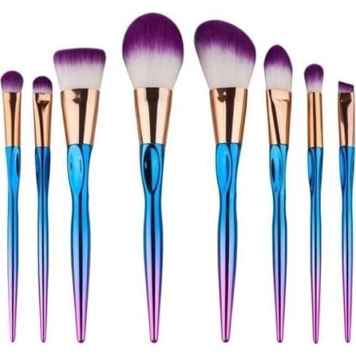 4/8 Pcs Set Blue Heart Shape Purple Hair Makeup Brushes Cosmetic Face Foundation Powder Eyeshadow Makeup Brush Kit Maquiagem