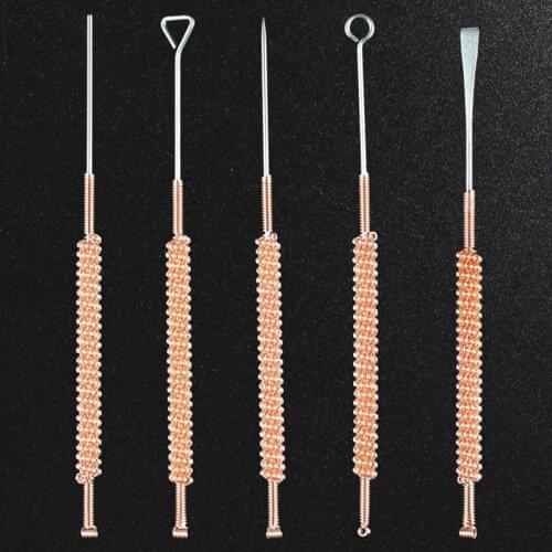 5 Pcs Single/Double Head Fire Acupuncture Needle Tungsten Steel Alloy Needle PU Bag Fire Needle Beauty Acupuncture Needle Set