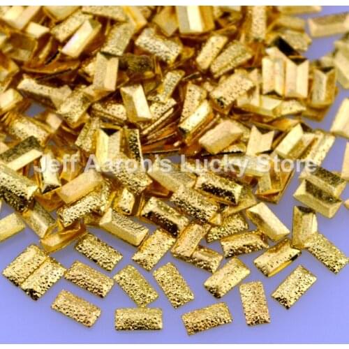 500PCS gold silver frosted metal 3d nail art decorations rectangle studs beauty nails accessoires supplies new arrivals CFX