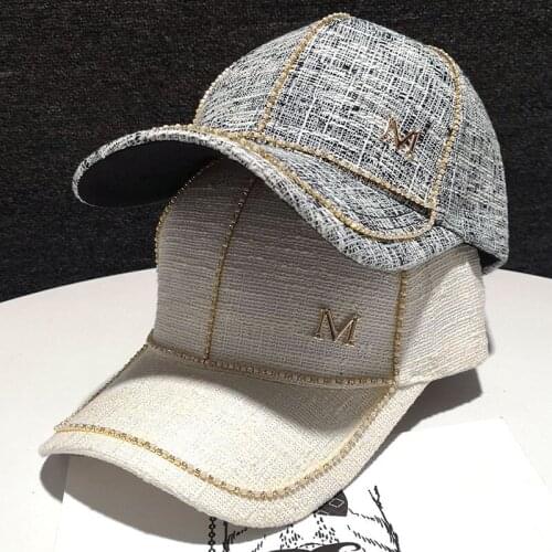 Spring New Women Rhinestone Letter M Baseball Caps Adjustable Hip Hop Fashion Shiny Hats Outdoor Travel All-match Caps