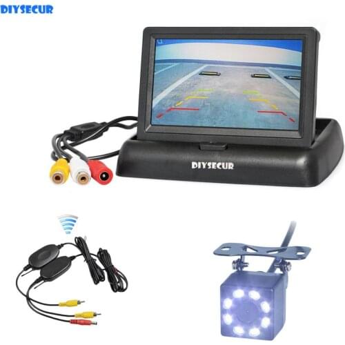 DIYSECUR Wireless 4.3" Car Reversing Camera Security Kit Car Monitor LCD Display 8 x LED Color Night Vision Car Rear View Camera