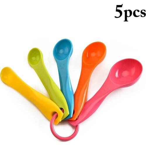 Kapmore 5Pcs/Set Solid Color Plastic Measuring Spoon Set Scale Measuring Cup Baking Measurement Tools Accessories Kitchen Tools