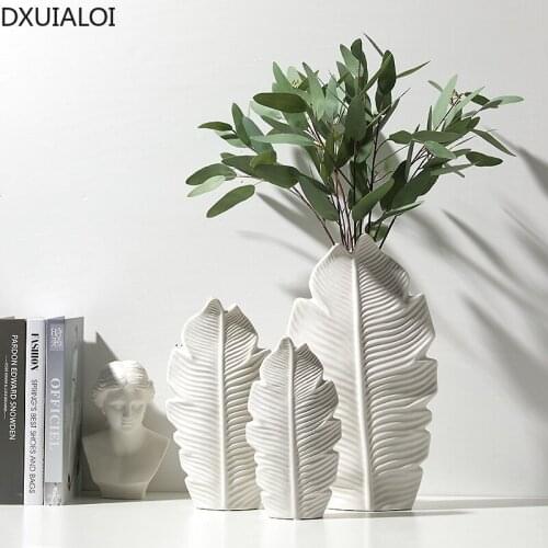 Nordic Style Ceramic Maple Leaf Vase Decoration Living Room Dried Flowers Flower Arrangement Desktop Decoration Home Decoration